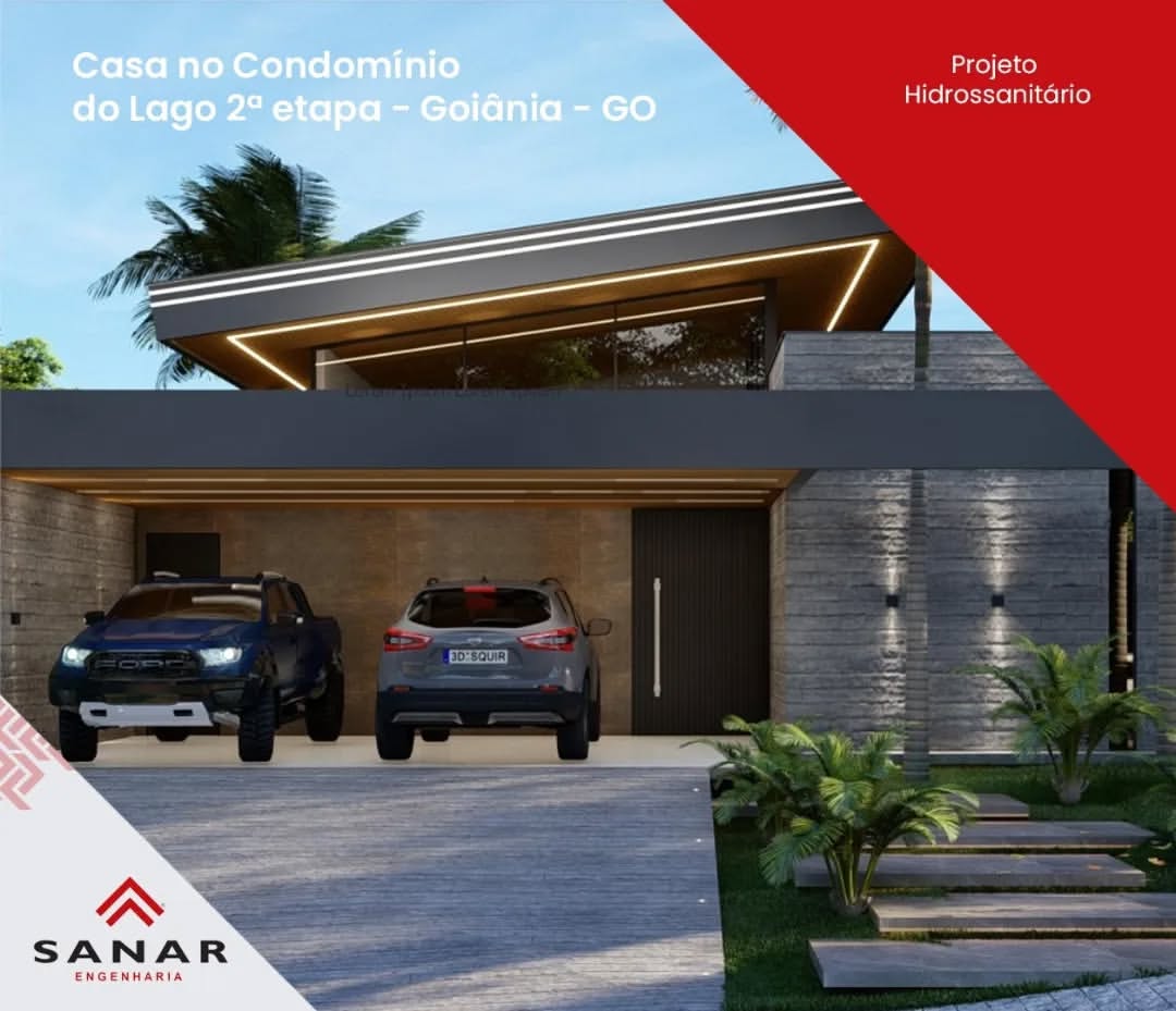 Projeto Hidrossanitário, Habitação Unifamiliar localizada no Condomínio do Lago 2ª etapa - Goiânia.